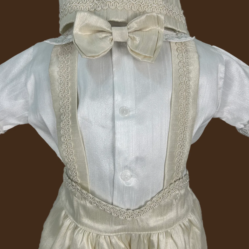 detalle pecho bombacho bautizo niño camisa con botones y moño jb060h