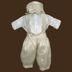 bombacho de bautizo para niño con tirantes y pasamanería jb060h conjunto completo champagne