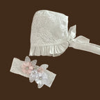accesorios ropón bautizo niña gorro diadema adorno cintura encaje floral jb150m