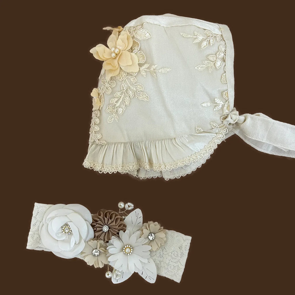 accesorios ropón bautizo niña gorro diadema adorno cintura desmontable jb067m
