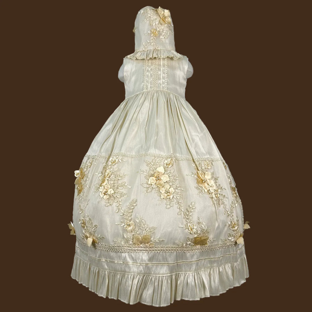 interior forrado ropón bautizo niña desmontable shantung poliéster jb067m