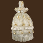 ropón de bautizo niña desmontable con tul bordado flores 3d y volantes escalonados conjunto completo jb067m champagne