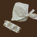 accesorios ropón bautizo niña gorro diadema adorno cintura tul hojas guipiur jb145m