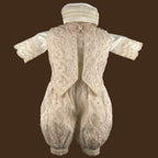 ropón de bautizo niño con chaleco perlas y pedrería bordada a mano conjunto completo jb1512h perla