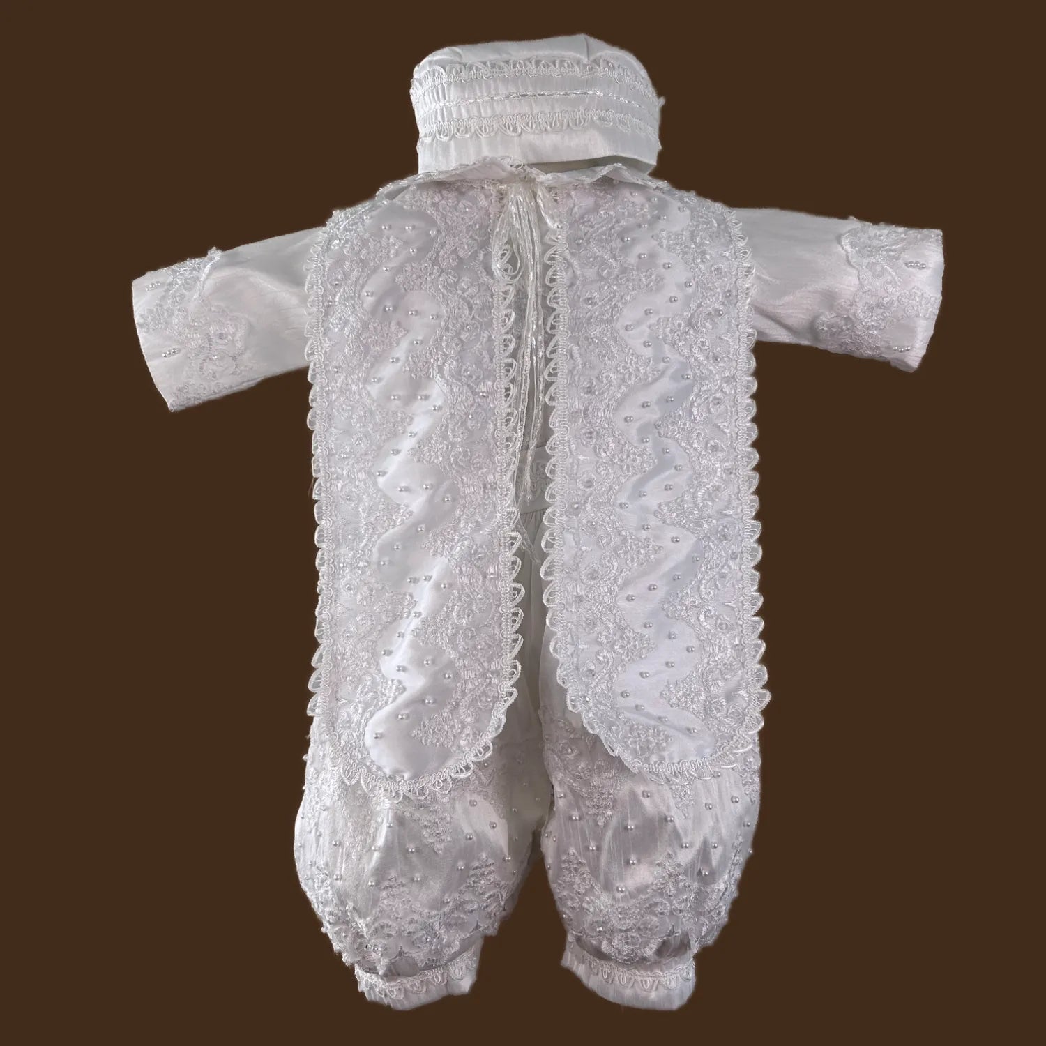 ropón de bautizo niño con estola perlas y cristales bordados conjunto completo jb1516h blanco