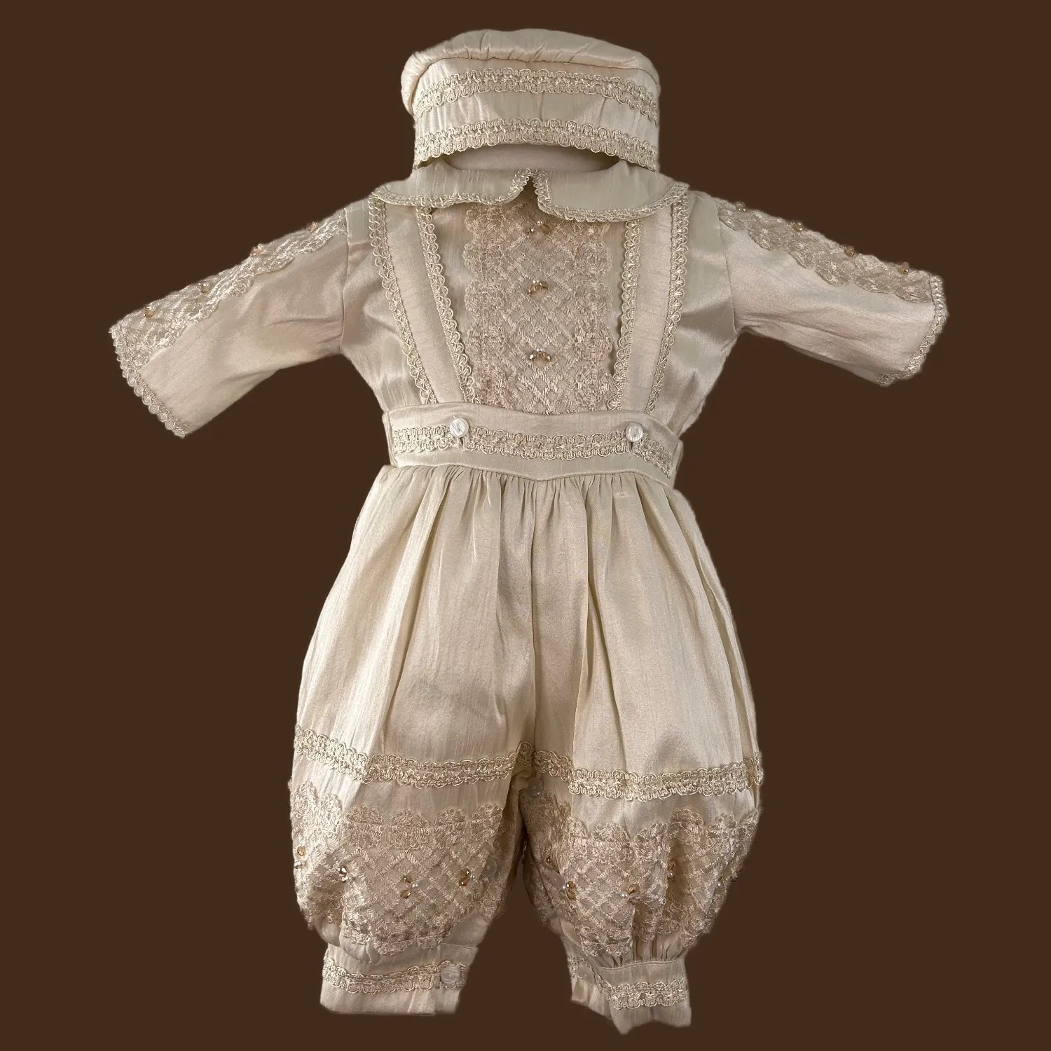 ropón bautizo niño príncipe sin saco camisa con cristales y perlas bordados jb1519h