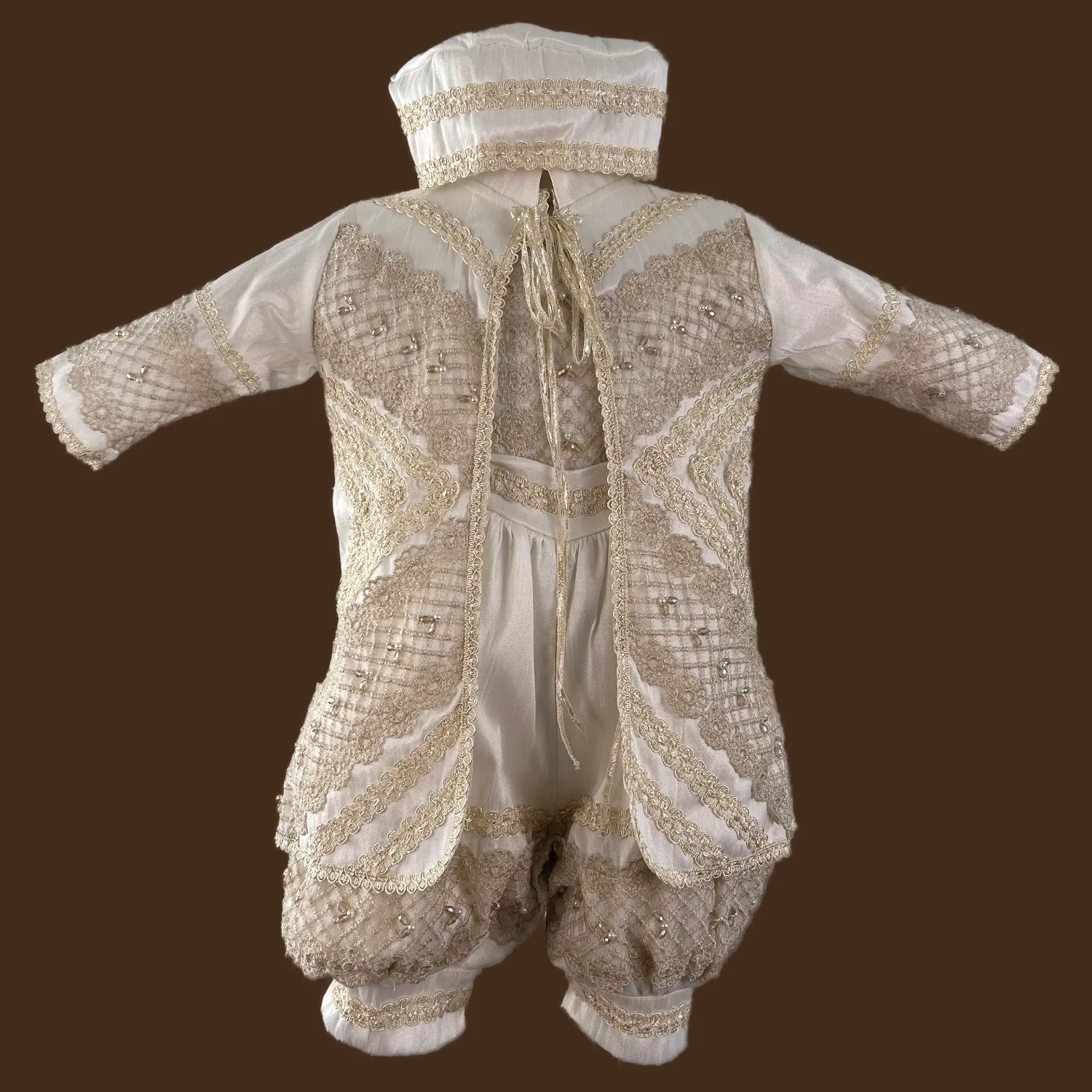 ropón de bautizo niño estilo príncipe con perlas y cristales bordados a mano conjunto completo jb1519h perla
