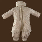 ropón de bautizo niño estilo príncipe con perlas y cristales bordados a mano conjunto completo jb1519h champagne