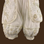 detalle pantalón ropón bautizo niño príncipe con perlas y tul bordado jb083h